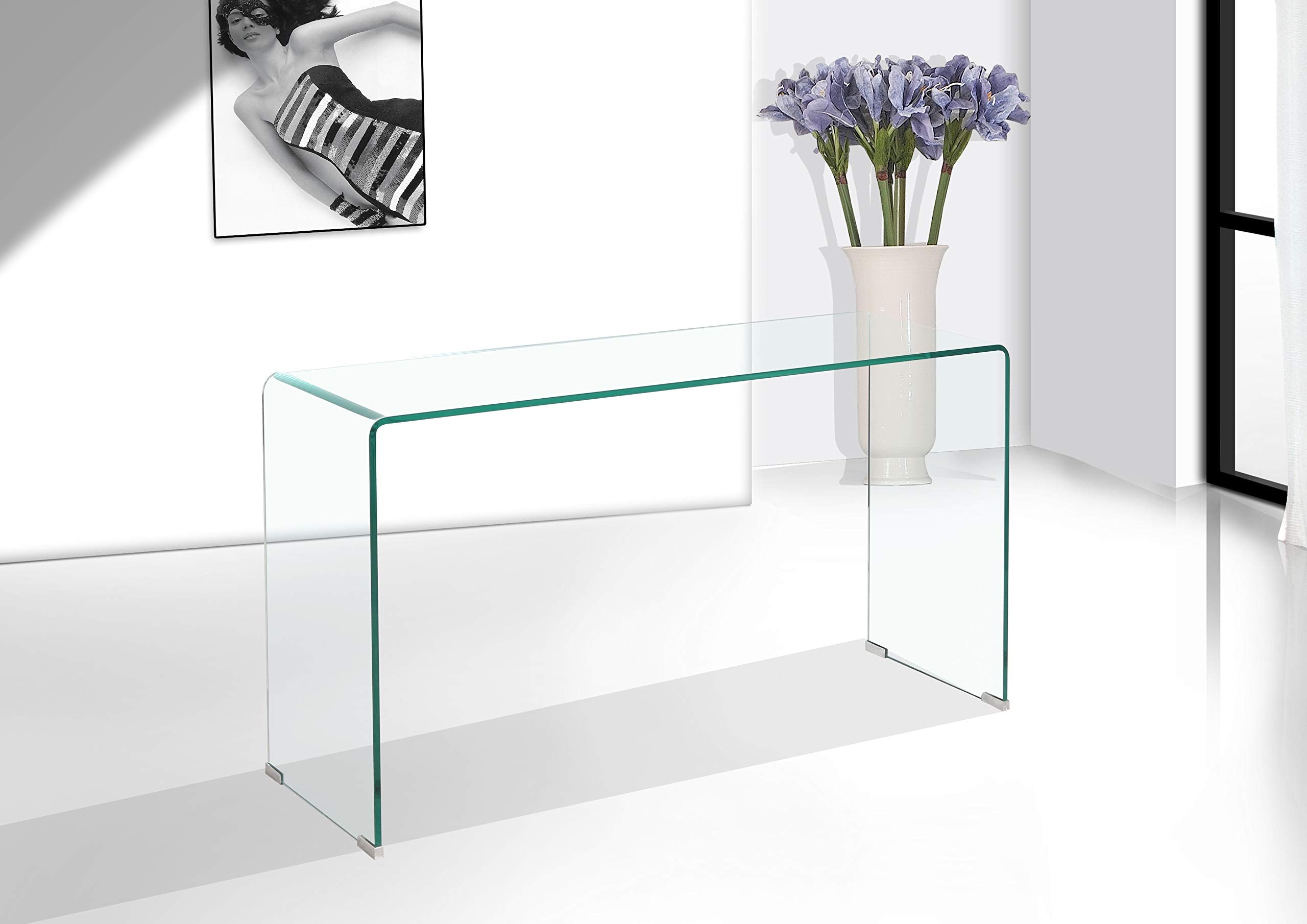 Clear Glass Console Table - Narrow Entryway & Sofa Table