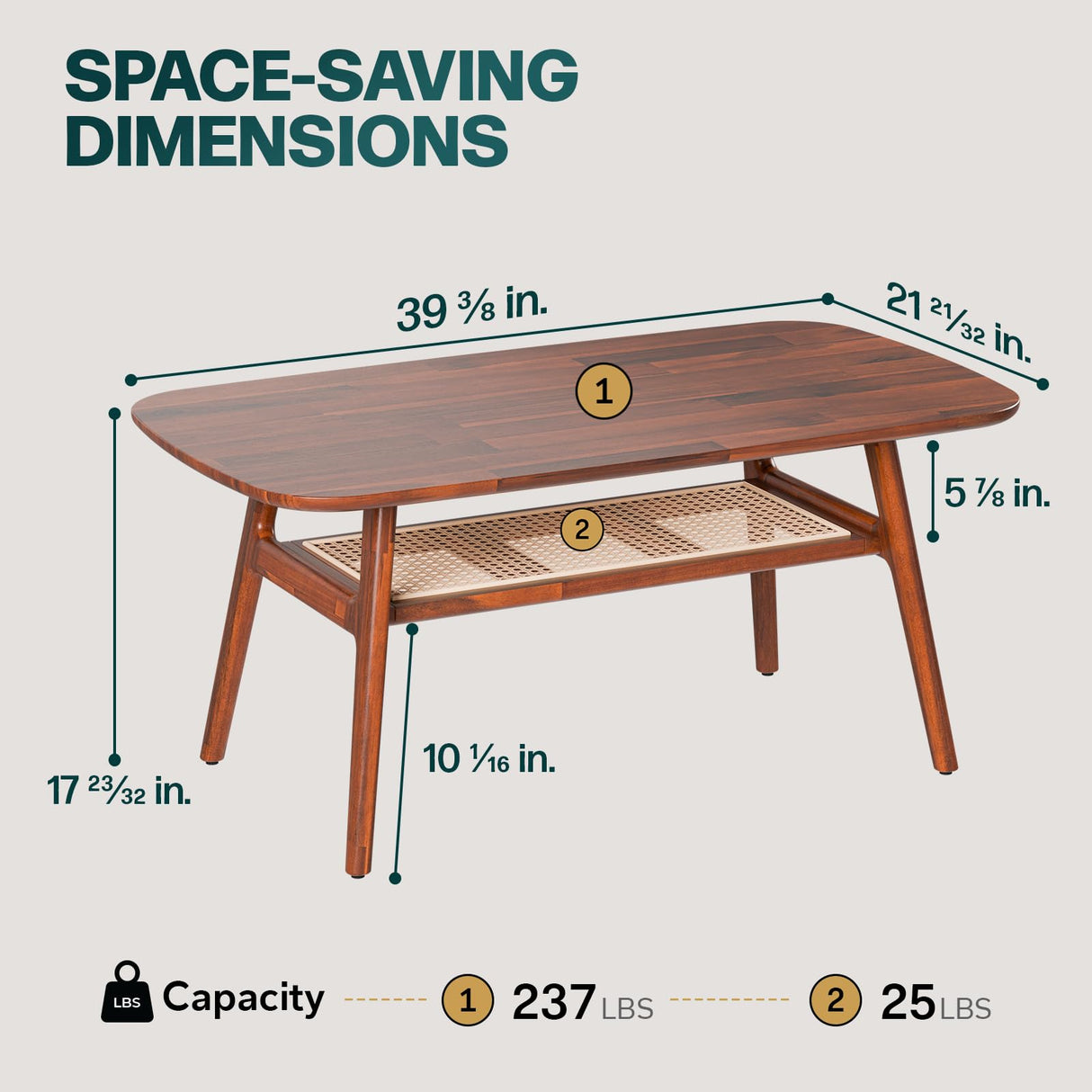 Nancy Solid Acacia Wood Coffee Table for Living Room