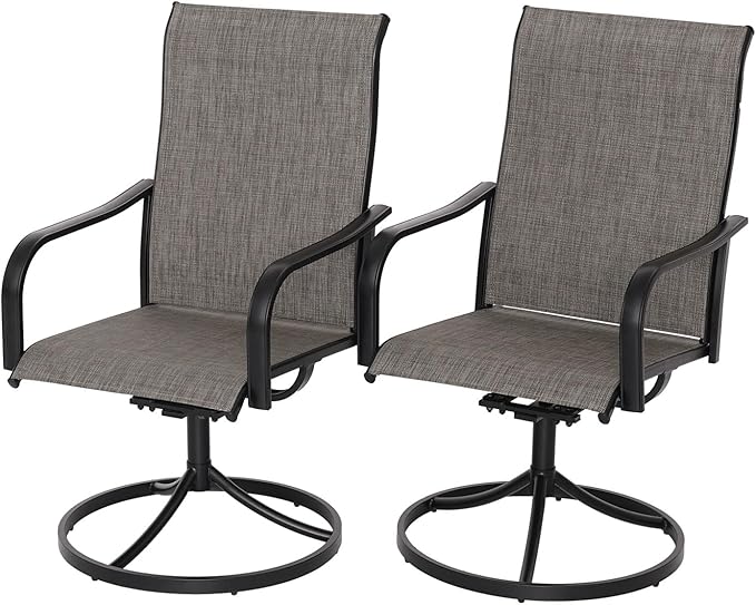 Outdoor Dining Chair Set of 2 High Back Outdoor Swivel Rocker Set