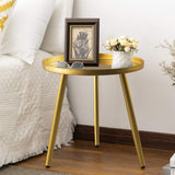 Round Side Table Living Room, Metal End Table for Bedroom Balcony and Office, Outdoor Side Table Indoor Accent Coffee Table