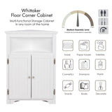 Bathroom Corner Storage Cabinet, Small Floor Corner Cabinet with Doors and Adjustable Shelves,