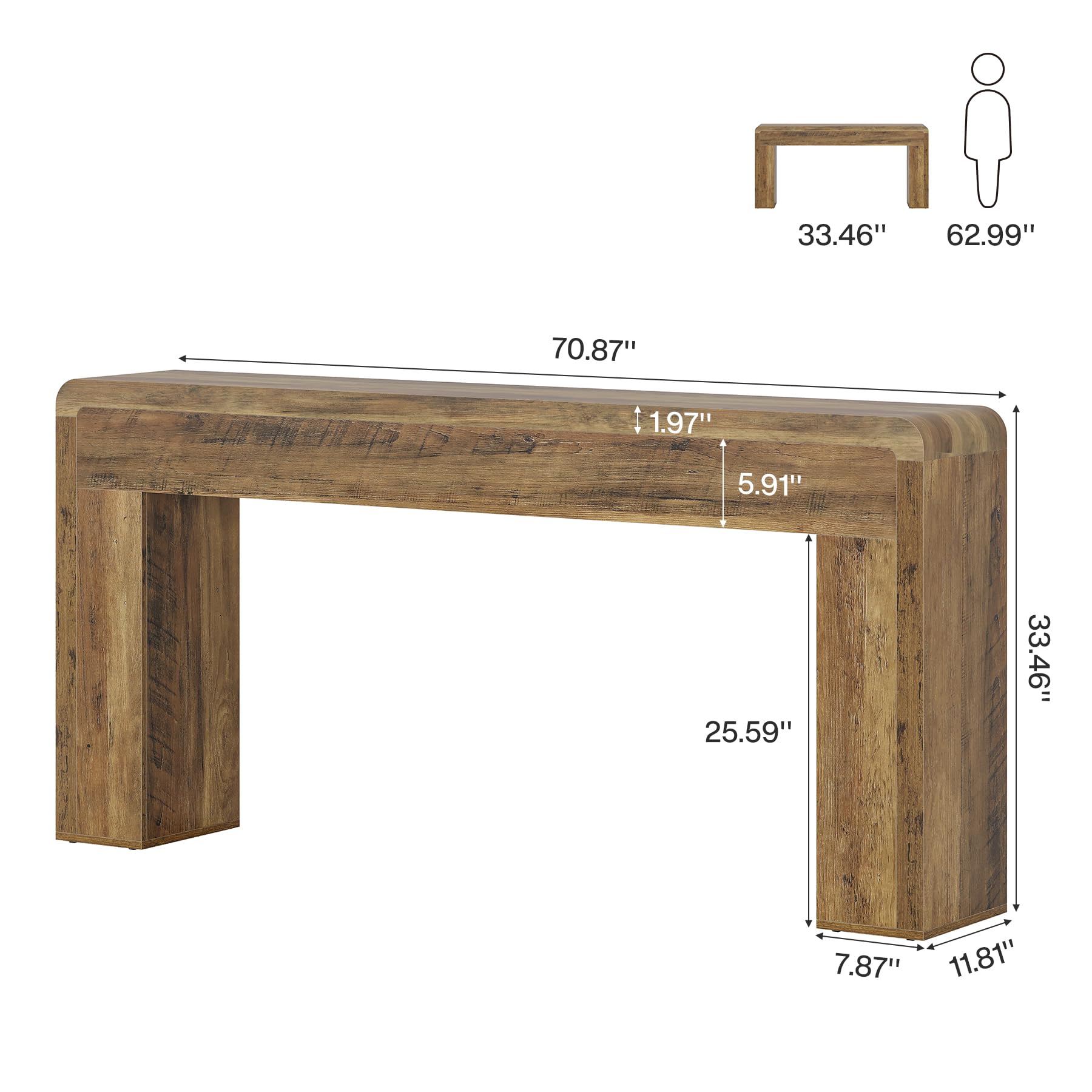 70.9-Inch Extra Long Rustic Console Table