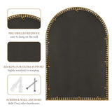 24" x 36" Arch Wall Mirror with Antique Gold Beaded Frame