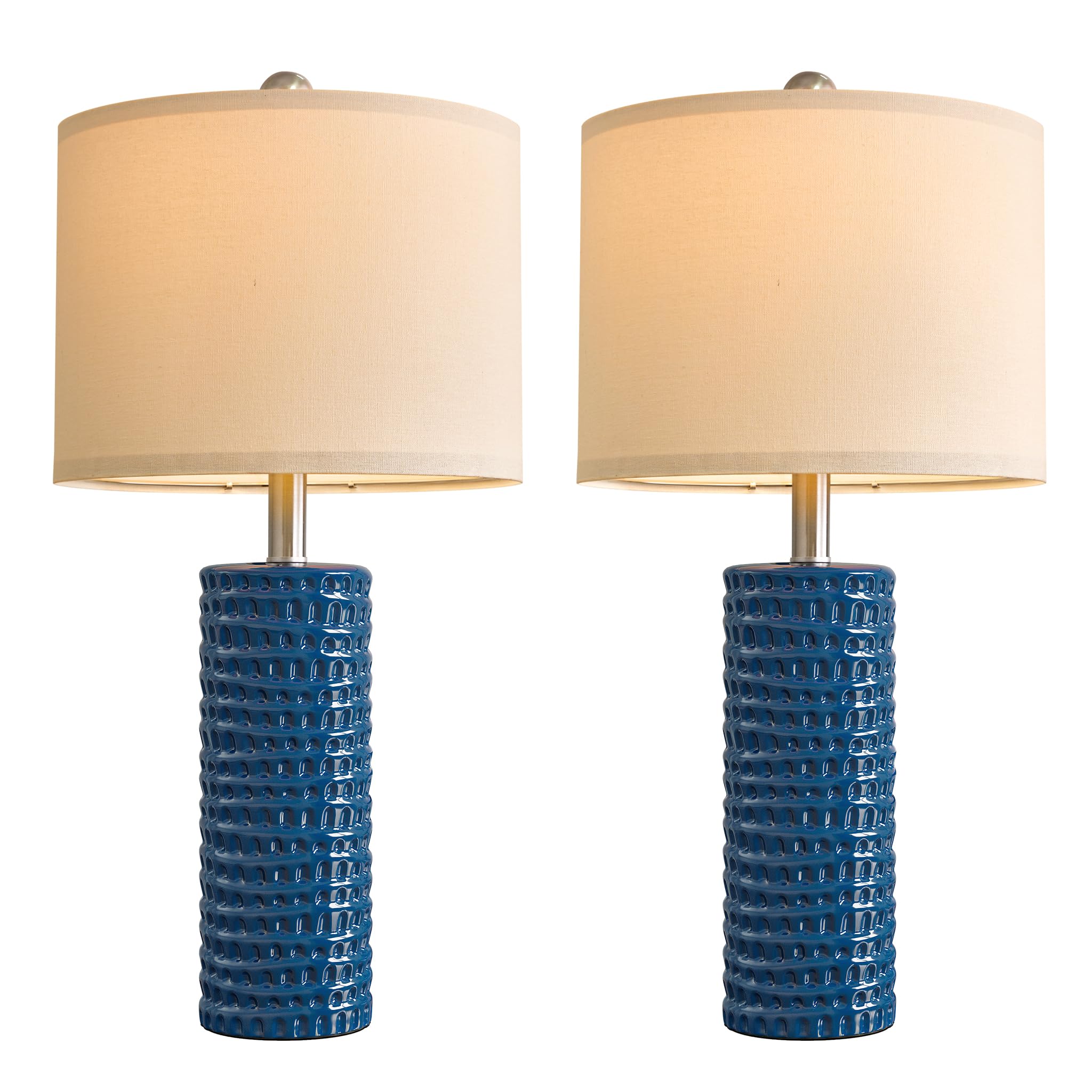 24.75" Modern Accent Ceramic Table Lamp Set of 2 for Bedroom Desk Decor