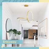 Gold Modern Chandelier Remote Control 2-Ring LED Chandelier Dimmable Pendant