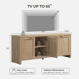 Boho TV Stand with Rattan Cabinets for 45-65 Inch TVs