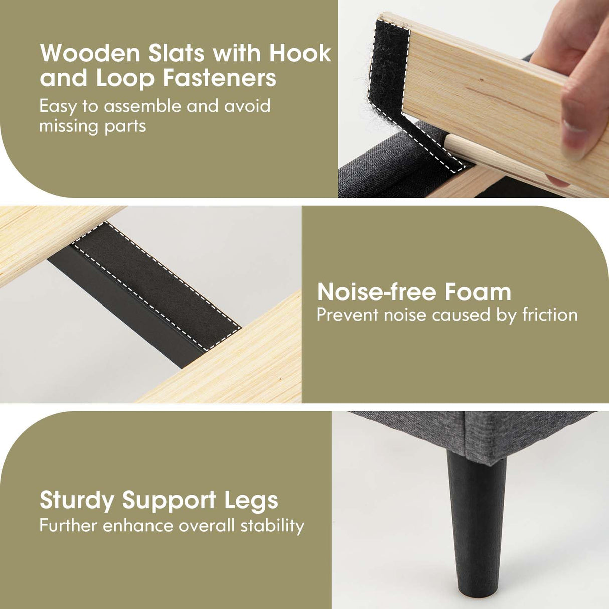 Full Size Upholstered Platform Bed Frame with Tufted Headboard