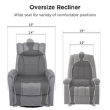 BedsPick Swivel Recliner Chair for Adults, Rocker Recliner Chair, Ergonomic Upholstered 360°Swivel Reclining Sofa, Glider Recliner Chair for Living Room, Bedroom, Nursery, Home Theater (Light Grey)