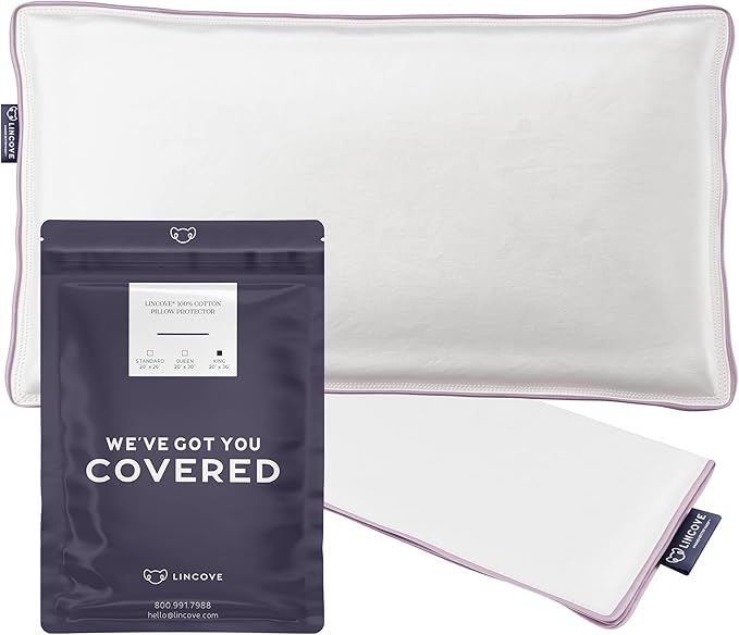 Cotton Sateen Pillow Protector Cover - Zipper Pillow Cover - 500 Thread Count Luxury Cotton - Zippered Dust Pillow Protector Bed Pillow Case, Standard, 20”x26”