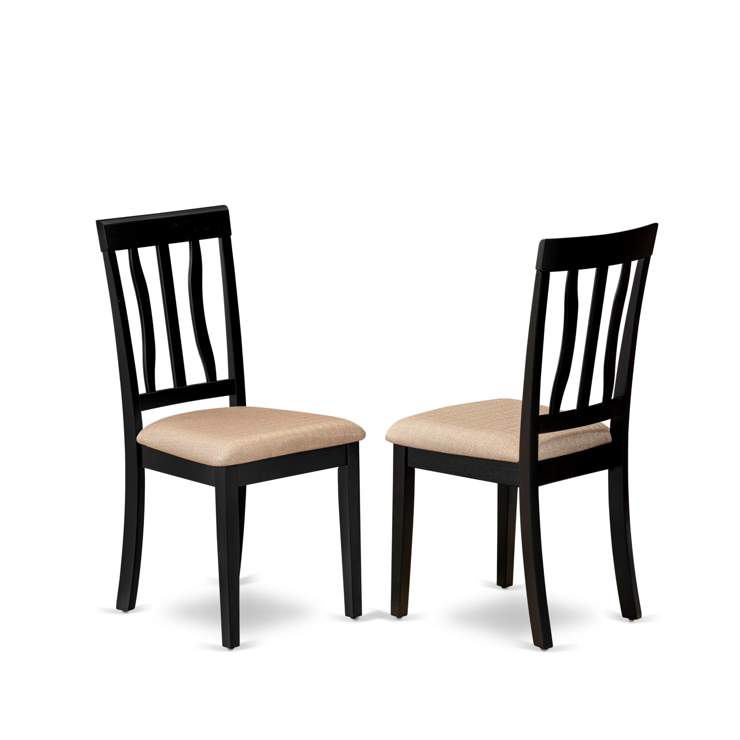 East West Furniture NOAN5-BLK-C 5 Piece Dining Table Set for 4 Includes a Rectangle Kitchen Table with Butterfly Leaf and 4 Linen Fabric Upholstered Chairs, 32x54 Inch, Black