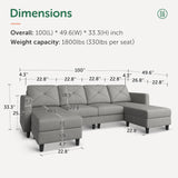 U Shaped Sectional Couch Convertible Sectional Couch