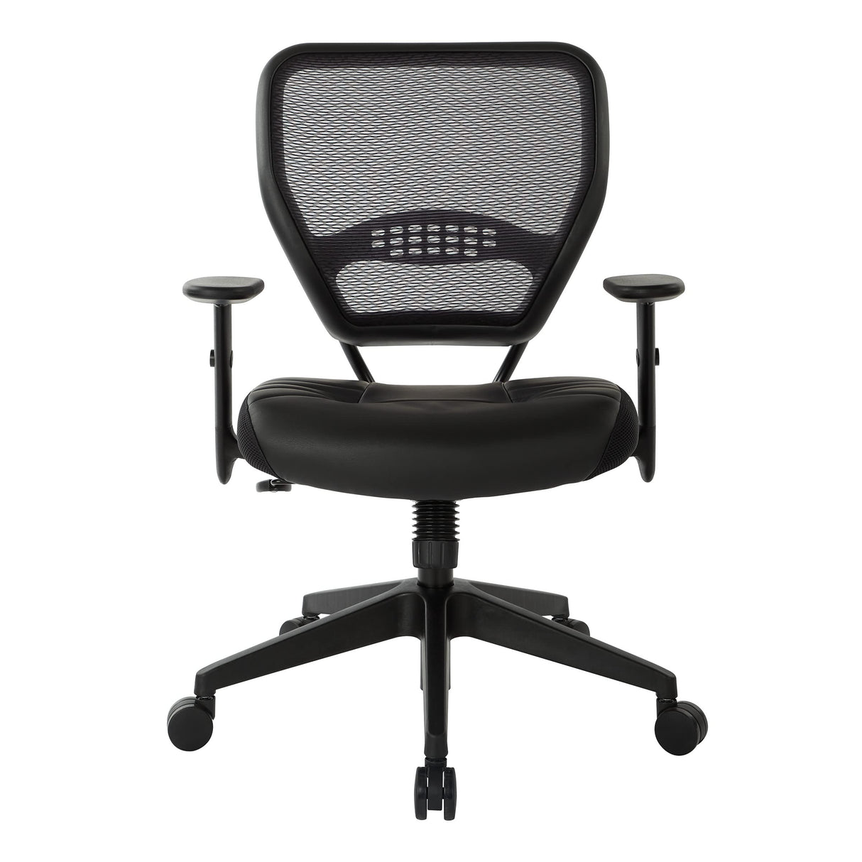 Seating Professional AirGrid Dark Back and Padded Black Eco Leather Seat, 2-to-1