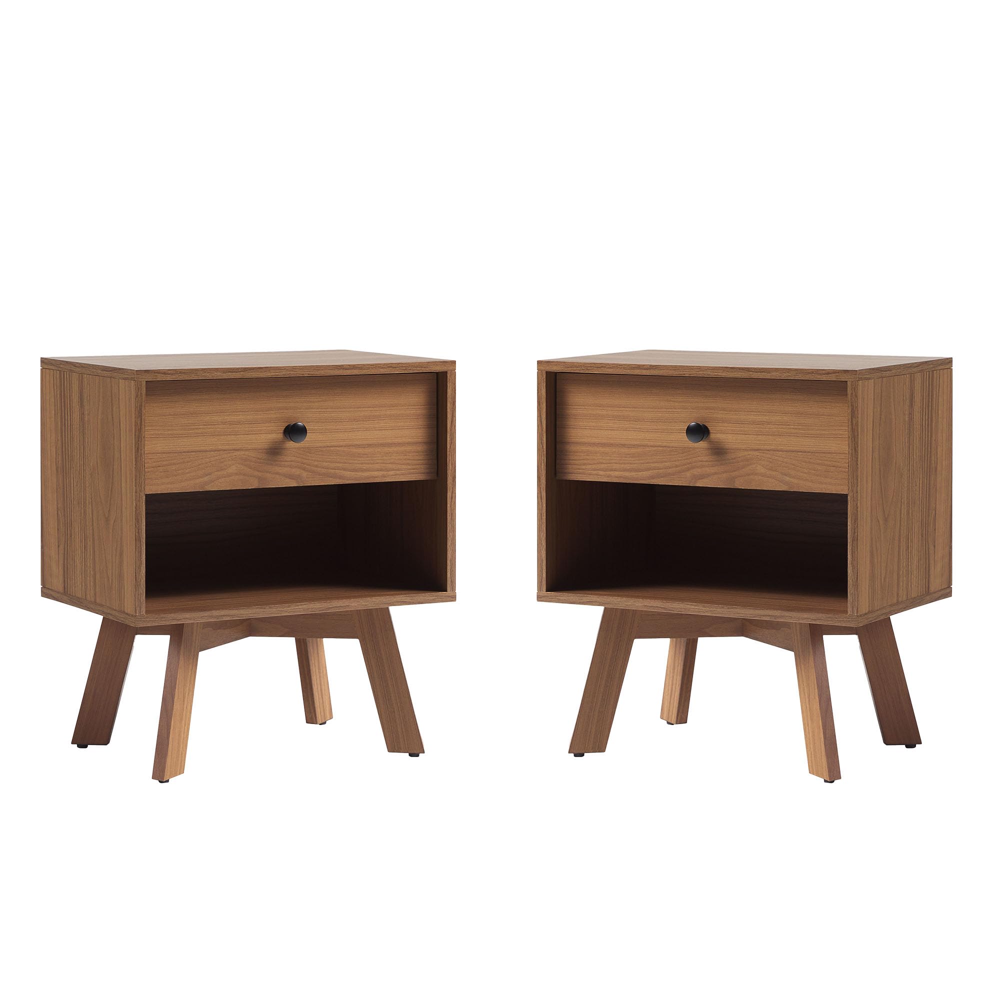 Mid-Century Modern 1-Drawer Nightstand Bedroom Storage Drawer and Shelf Bedside