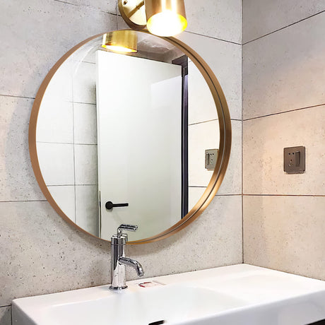 Round Mirror Gold Mirrors for Wall 28" Round Mirrors for Bathroom Vanity Circle Wall