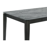 Benjara Abi 63 Inch Dining Table, Beveled Top, Faux Marble Finish, Charcoal, Gray and Black