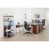 Mezza 62"W L-Shaped Corner Desk, Cherry/Chrome