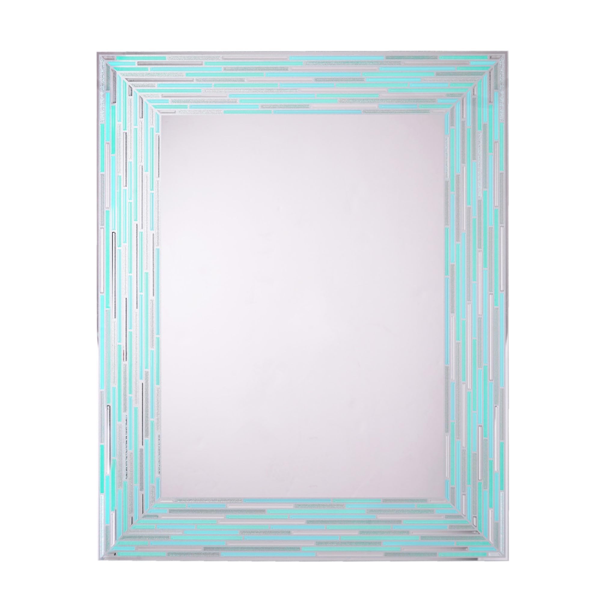 24"x30" Reeded Tiled Sea Glass Aqua Blue Vanity Mirror for Bathroom Wall