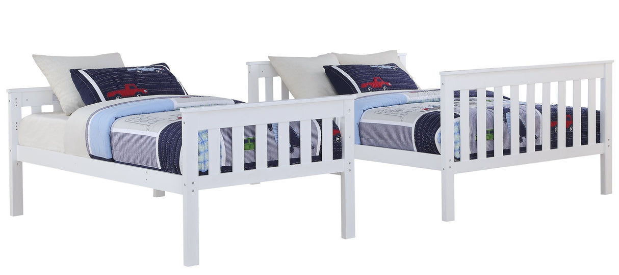 Twin Over Twin House Bunk Bed for Kids, Wood Floor Low Bunk Bed Frame