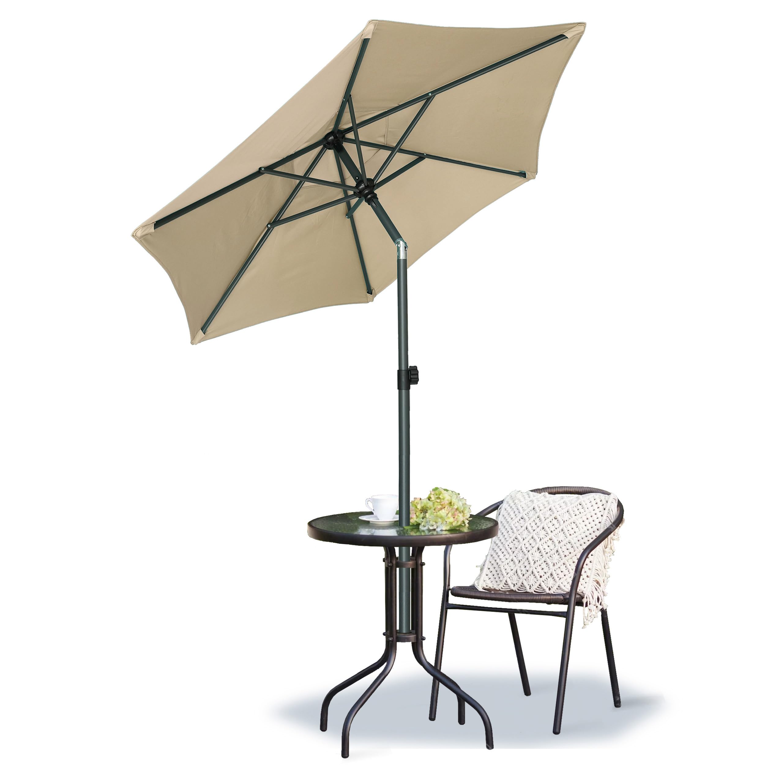 5.8ft Patio Umbrella Outdoor Table Umbrellas with Push Button Tilt