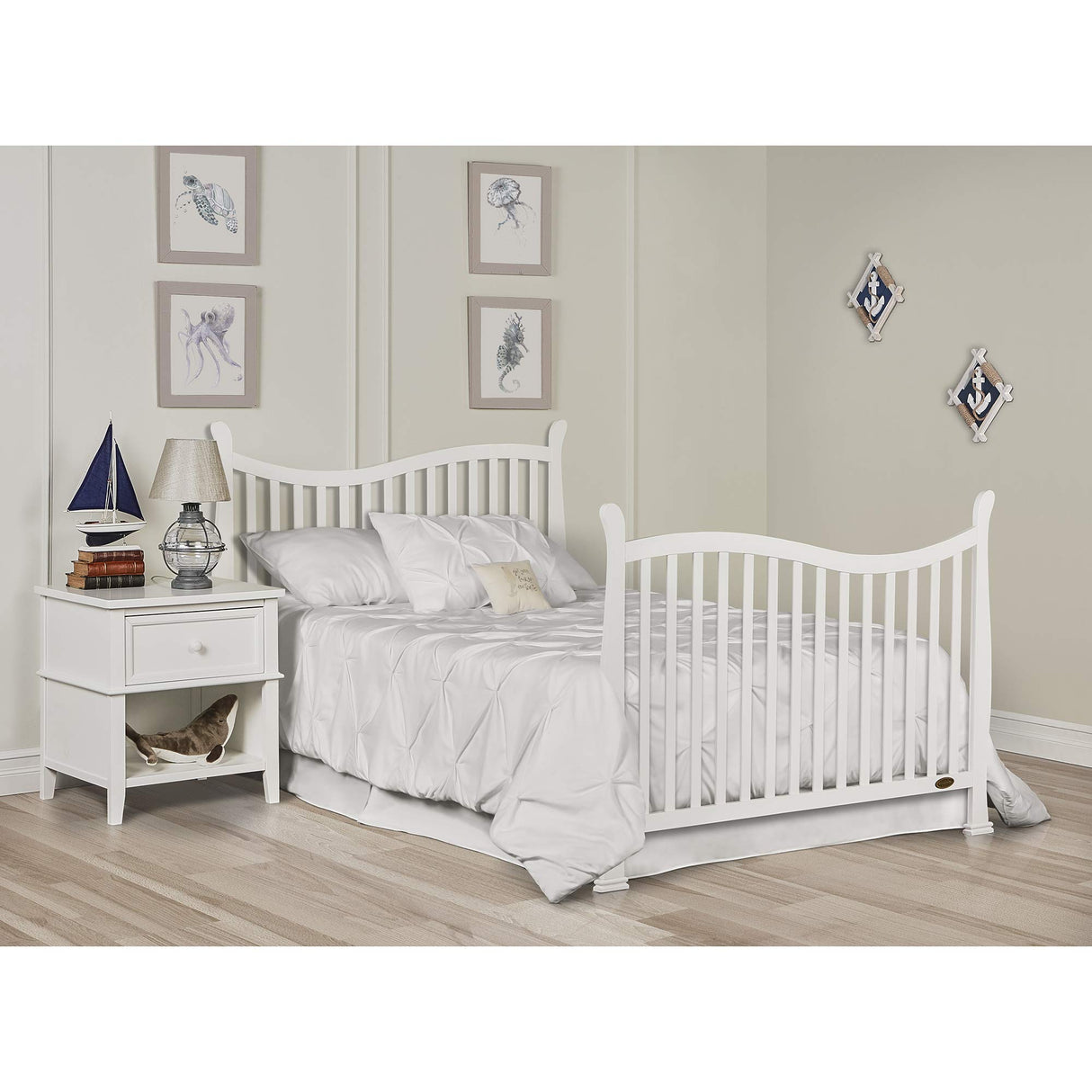 7-In-1 Convertible Life Style Crib In White, Greenguard Gold Certified, 4 Mattress Height