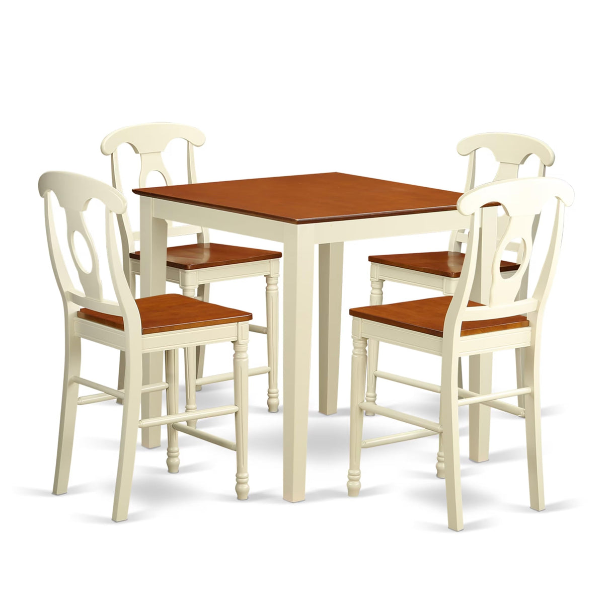 WHI-W 5 Piece Kitchen Counter Set Includes a Square Dining Table and 4 Dining Room