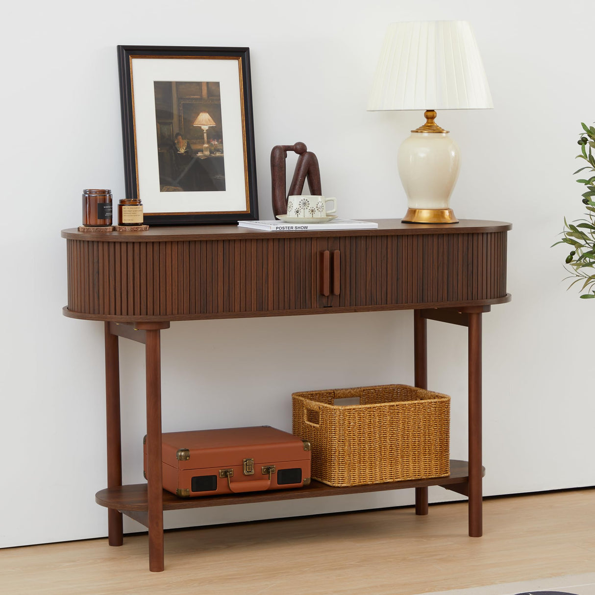 Console Table with Storage, 2-Tier Modern Sofa Table for Living Room