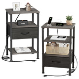 Nightstands Set of 2 with Charging Station, Night Stand with Charging