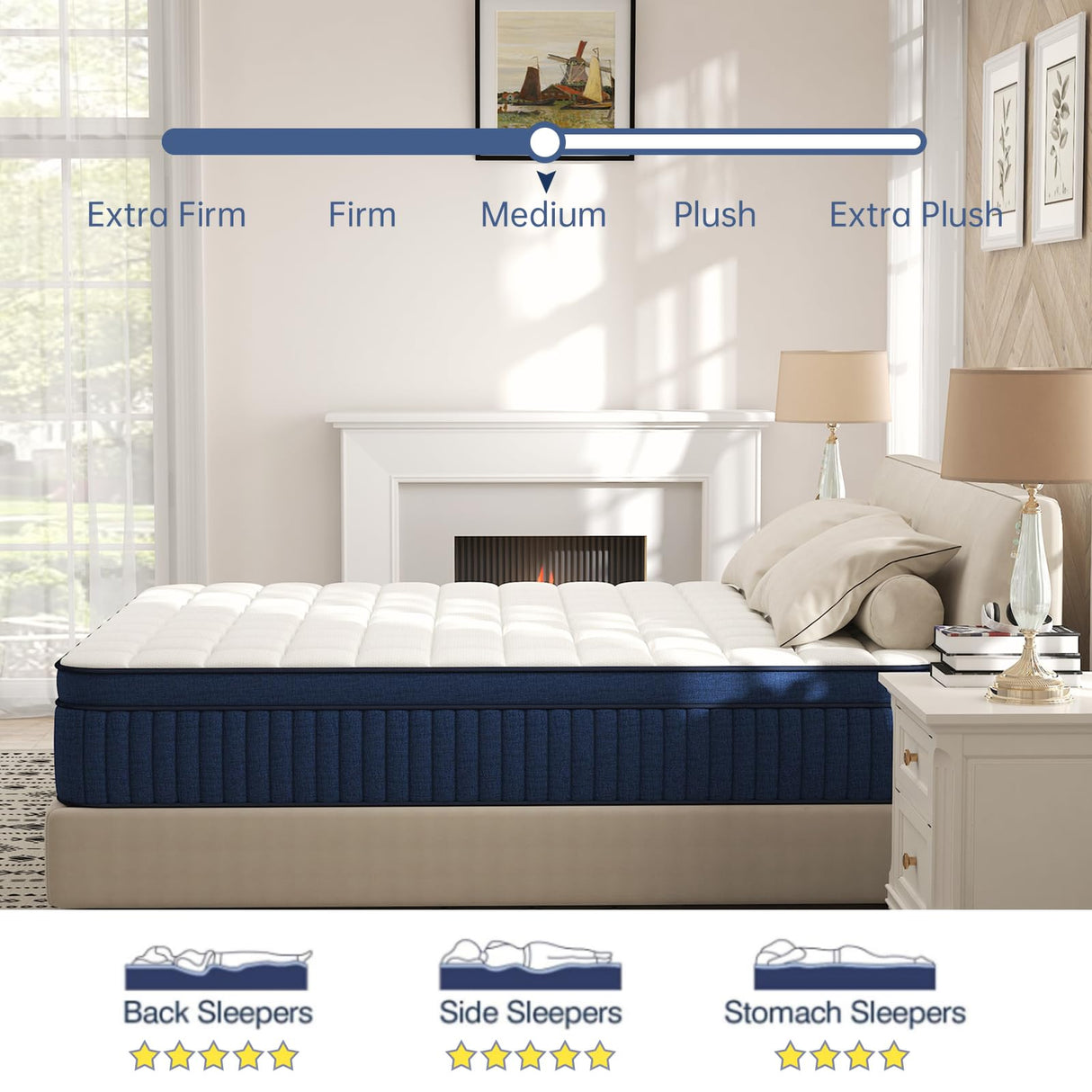 King Mattress 14 Inch, King Size Mattress in a Box, Strengthen Hybrid Mattress King Size