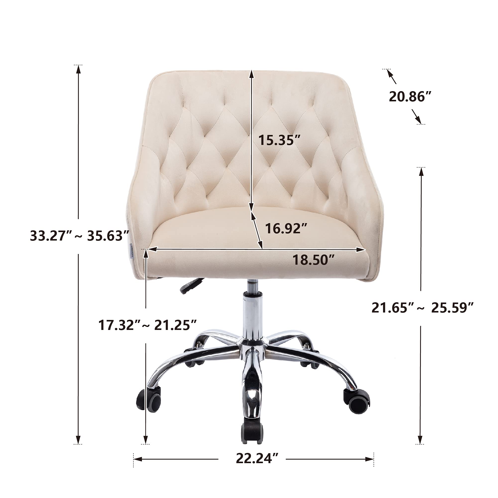 Office Desk Chair Modern Velvet Office Computer Chair Height Adjustable Mid-Back Task Chair