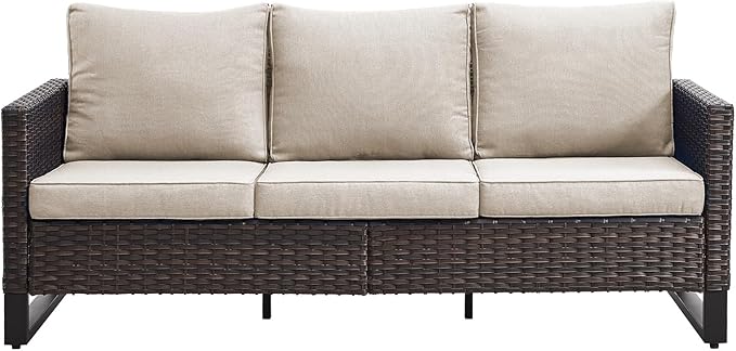 Outdoor Couch Patio Furniture: Wicker Patio Sofa with Deep Seat High Back