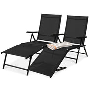 Set of 2 Outdoor Patio Chaise Lounge Chair Adjustable Reclining Folding Pool