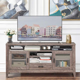 Farmhouse Tall TV Stand, Retro Wood Universal Stand for TV's up to 65" Flat Screen,