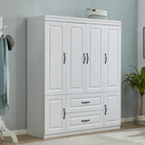 74" H Closet with Doors White Wooden Armoire Wardrobe Closet Freestanding