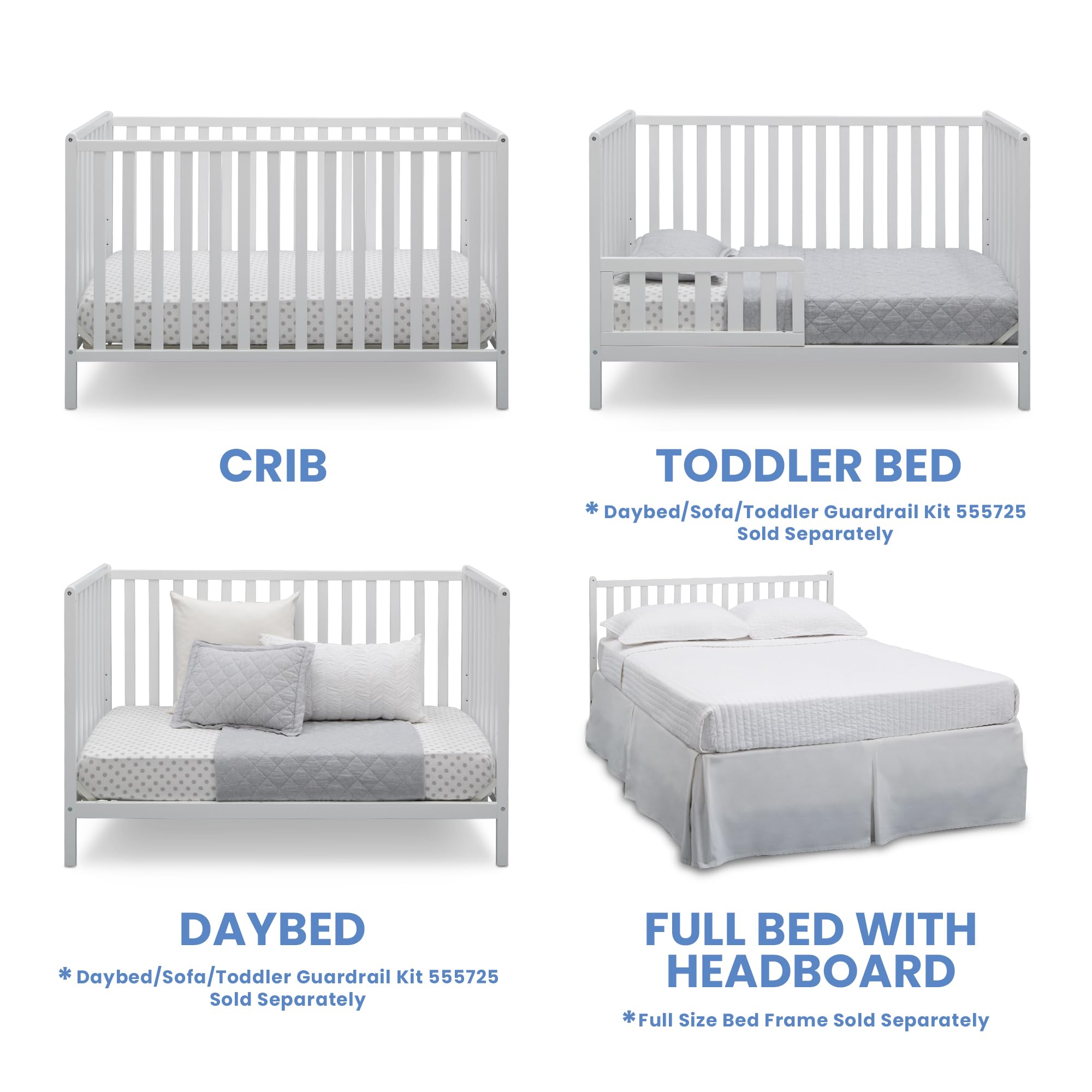 Heartland 4-in-1 Convertible Crib - Greenguard Gold Certified, Bianca White