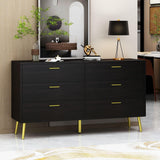 Chest of Drawers 6 Drawer Dresser, Drawer Chest 6 Drawer Cabinet with Gold Metal Legs