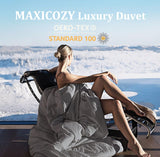 MAXICOZY Luxury Feather Down Comforter King Size, All Seasons Duvet Insert, Ultra-Soft 750 Fill Power Bed Comforters Hotel Collection, Fluffy Medium Warmth, (106x90, Grey)