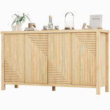 Buffet Cabinet with Storage, Fluted Sideboard Wood Accent Cabinet with Doors