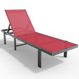 Outdoor Lounge Chair, Tanning Chaise Lounge with Adjustable 0-60° Backrest