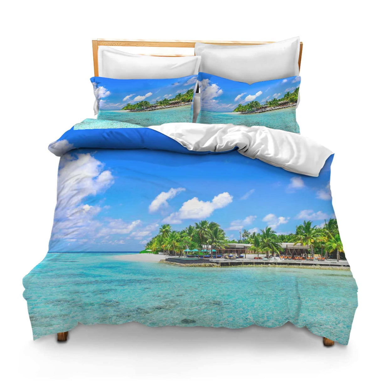 3PCS Comforter Cover Set with 2 Pillow Shams Lightweight Full Sandy Beach Bedspread Room Decor for Kids Boys and Girls