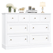 White Dresser 8 Drawer Dresser, 47.2" White Chest of Drawers Nursery Dresser