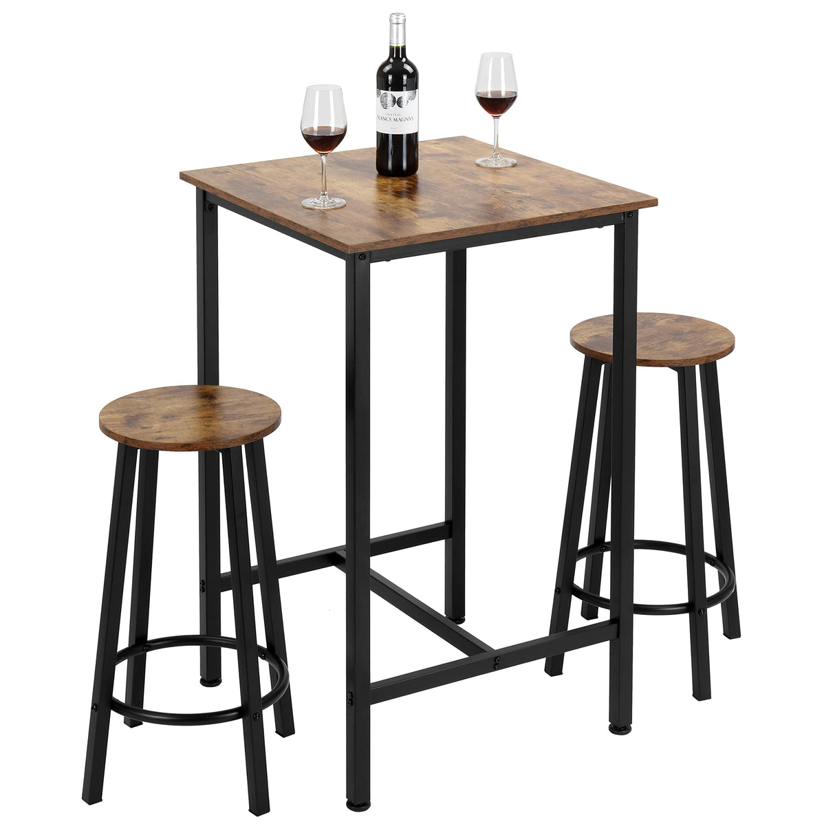 Bar Table Set, 23.6" Pub Table High Top Table, Square Bar Height Table, Bar Table