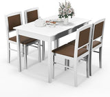 5-Piece Farmhouse Dining Table Set with Upholstered Chairs