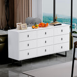 White 9 Drawer Dresser for Bedroom, Large Double Dresser with Wide Drawers,