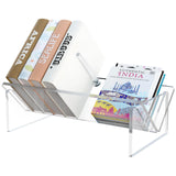 Acrylic Small Bookcase,Kids Bookshelf Tabletop Book Holder Cookbook Storage Rack,Transparent Mini Desktop Book Shelf Organizer for Small Space Office Home