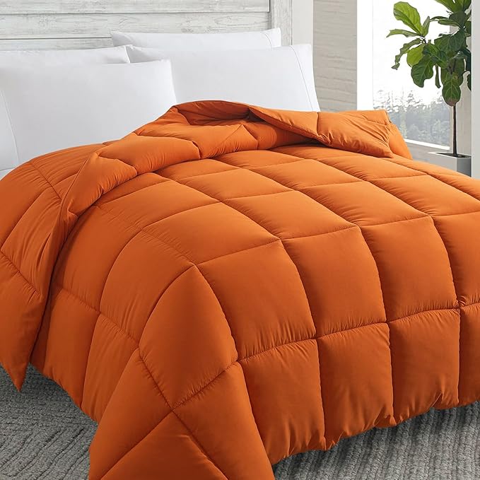 Down Alternative Comforter (Red/Black, Twin) - All Season Soft Quilted Twin Size Bed