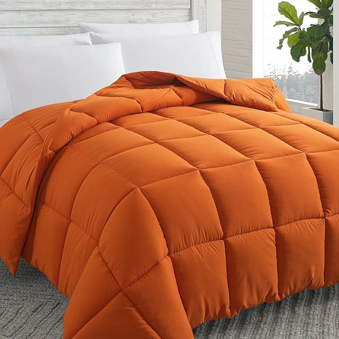 Down Alternative Comforter (Pink/Light Grey, Full) - All Season Soft Quilted Full Size Bed Comforter - Duvet Insert