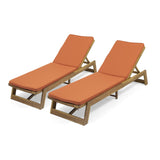Maki Outdoor Acacia Wood Adjustable Chaise Lounge and Cushion Sets (Set of 2)