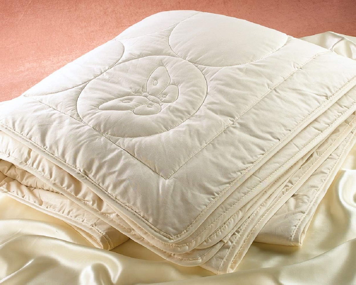 100% Natural Silk Filled Comforter in a Fiber Proof Natural Egyptian Cotton tick, Imported from Austria King Size 108 x 94