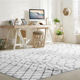 5x7 Machine Washable Area Rug - Modern Geometric Faux Wool Carpet with Non-Slip Backing