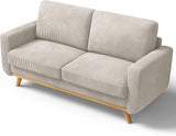 68" Loveseat Sofa Dark Gray, Comfy Corduroy Couch With Spring Cushion and Solid Wood